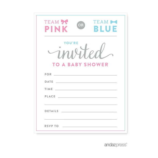 10 x Personalised Gender Reveal Baby Shower Party Invitations with Envelopes 08 